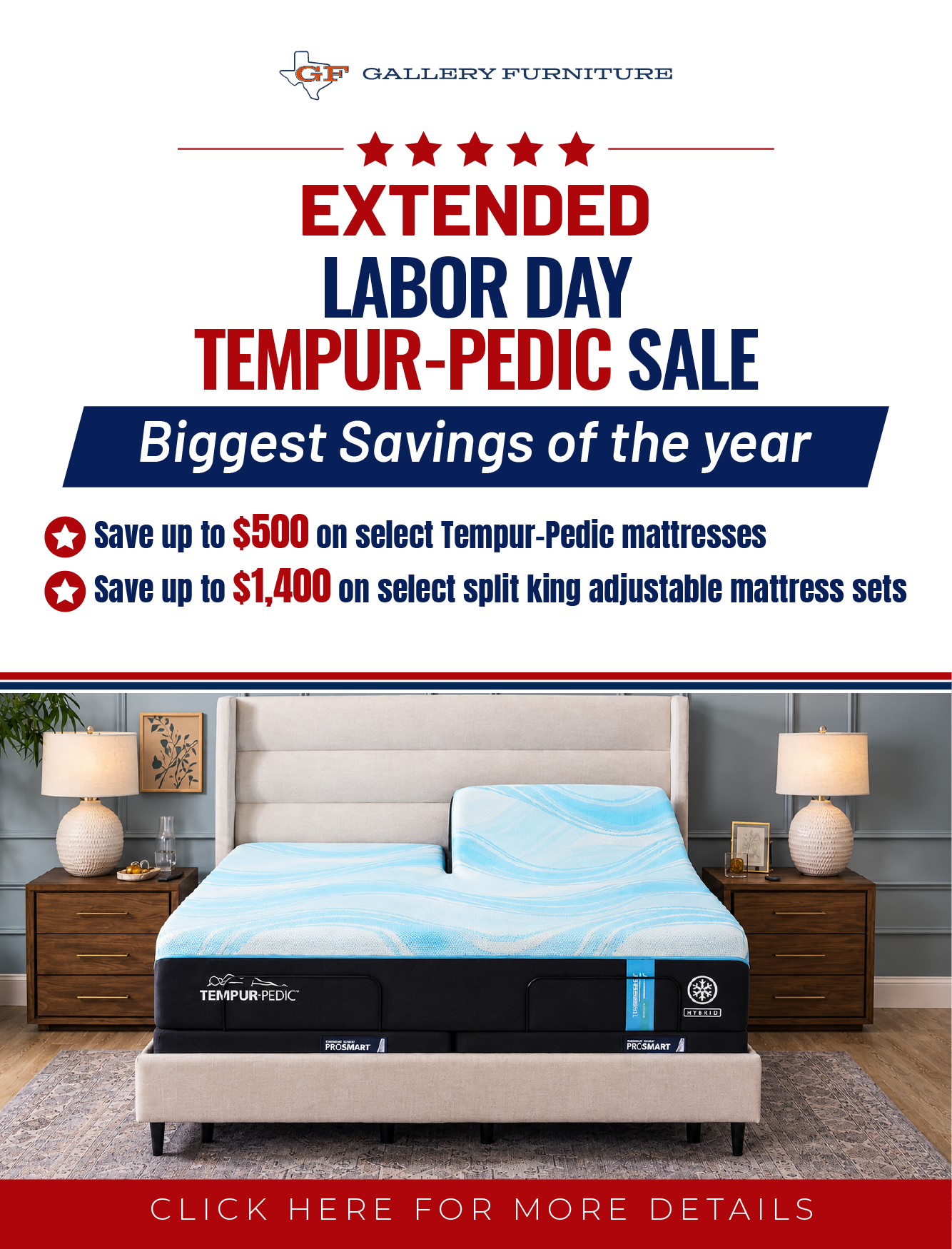 Imagen de la oferta de Tempur-Pedic por el Día del Trabajo