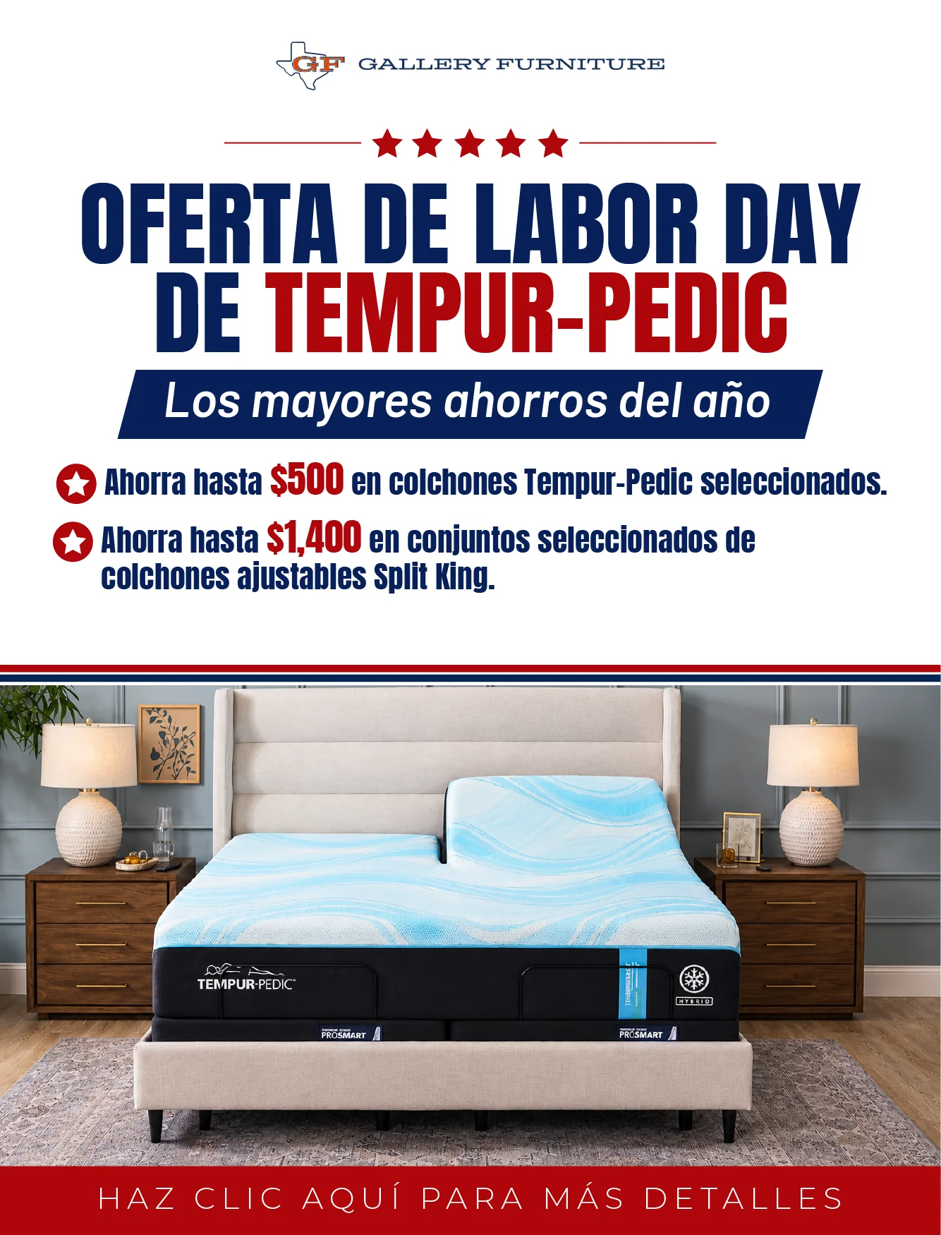 Imagen de la oferta de Tempur-Pedic por el Día del Trabajo